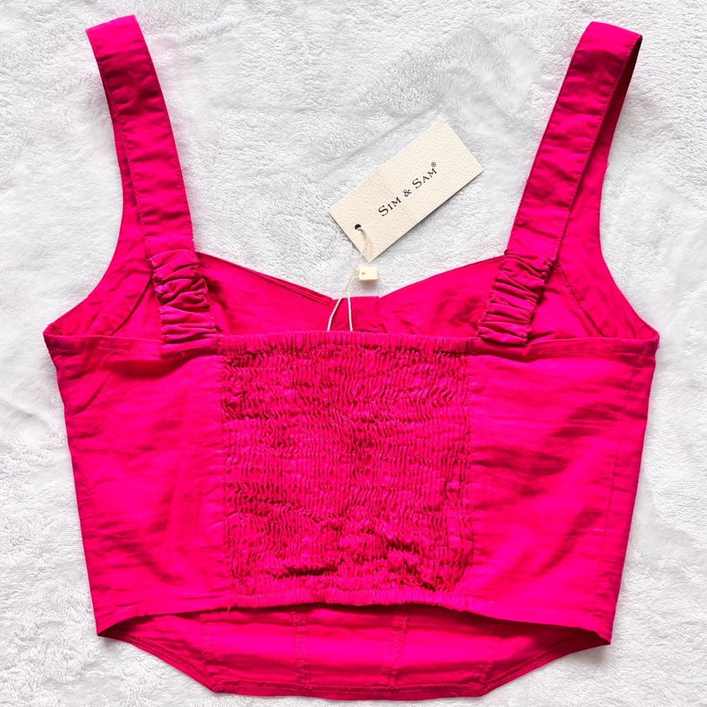 SIM & SAM Rose Violet Sleeveless Corset-Style Cropped Top--NWT--XS - Picture 7 of 12
